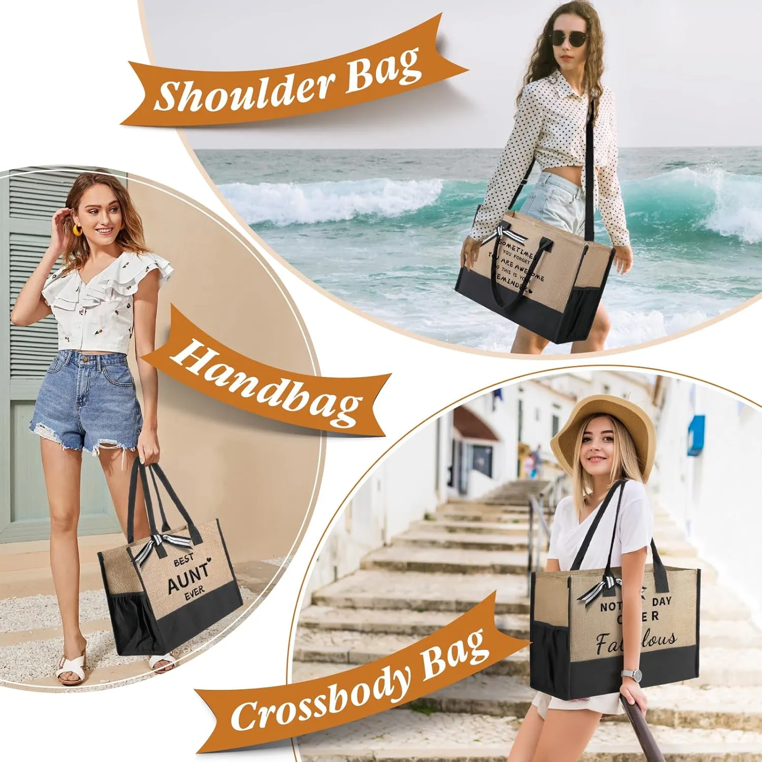 TRSODD Mimi Mothers Day Gifts Mimi Personalized Birthday Gifts for Women Jute Embroidered Tote Bag and Makeup Bag