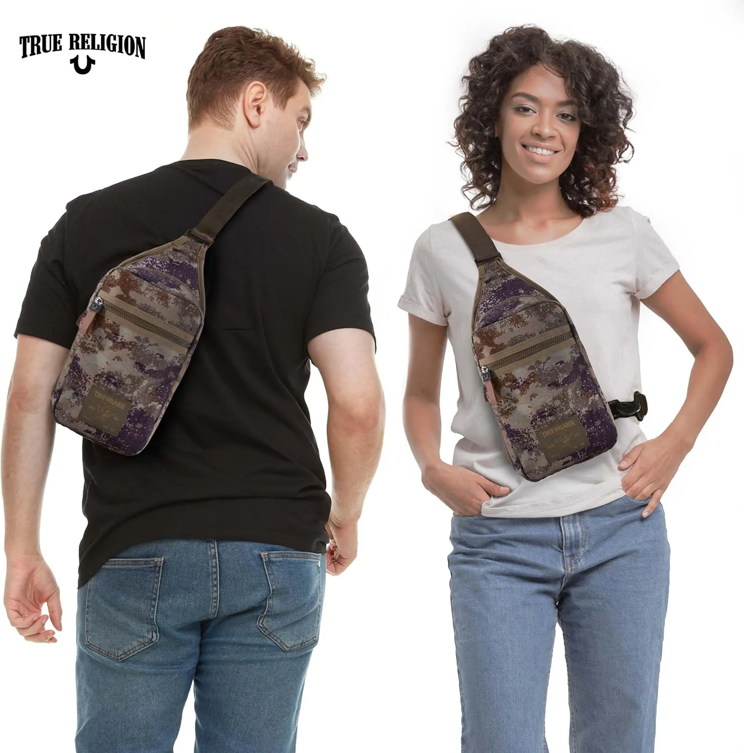True Religion Crossbody Bags for Women & Men, Sling Bag for Men, Women Cross Body Bag, Sling Backpack Travel Bag Travel Purse