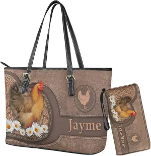Tuoxiukan Personalized Handbags and Wallet Set for Women Clutch Purse Custom Name Tote Bag Customized Gifts for Mom