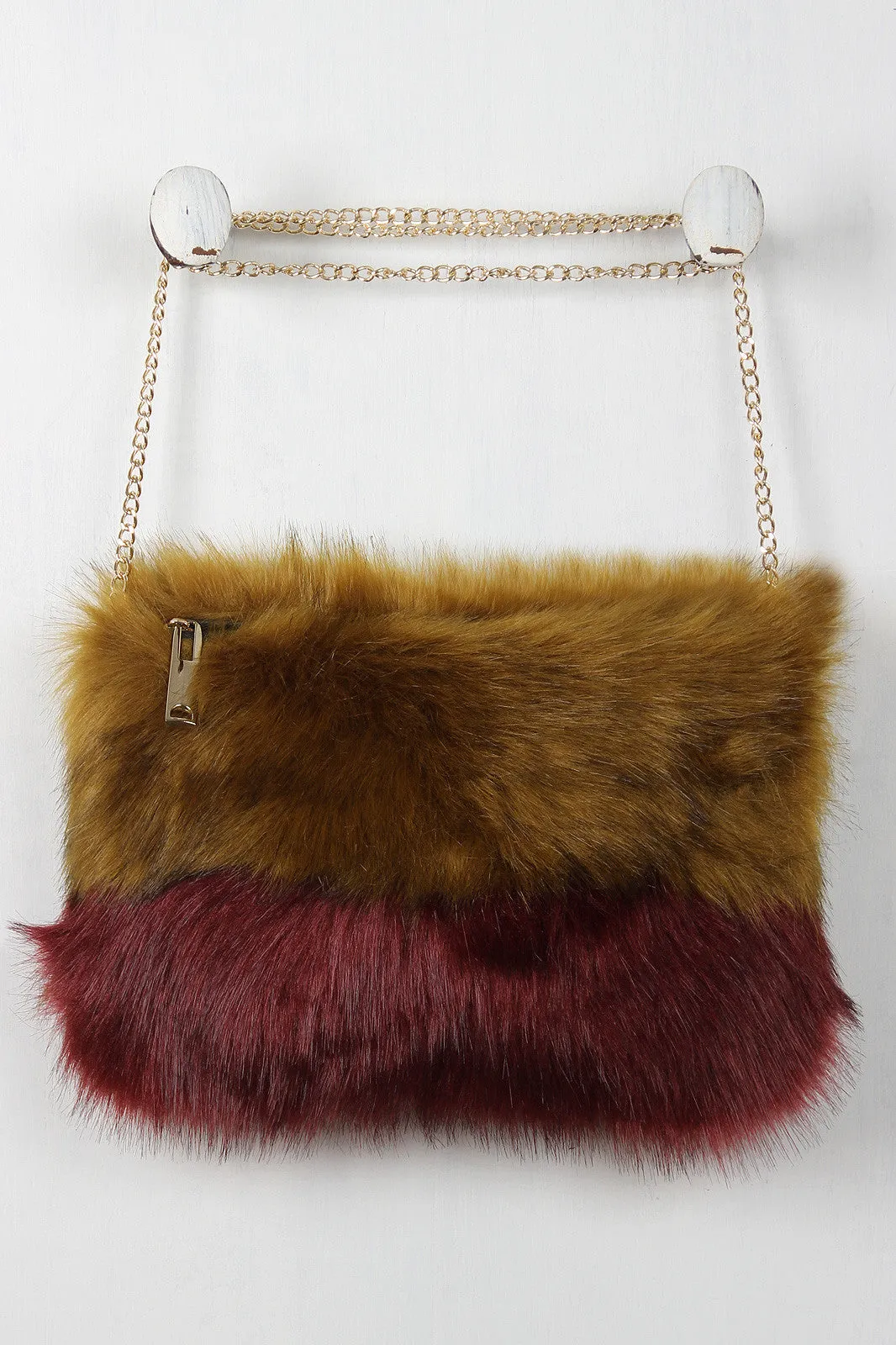 Two Tone Faux Fur Cross Body Bag