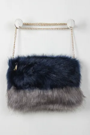 Two Tone Faux Fur Cross Body Bag