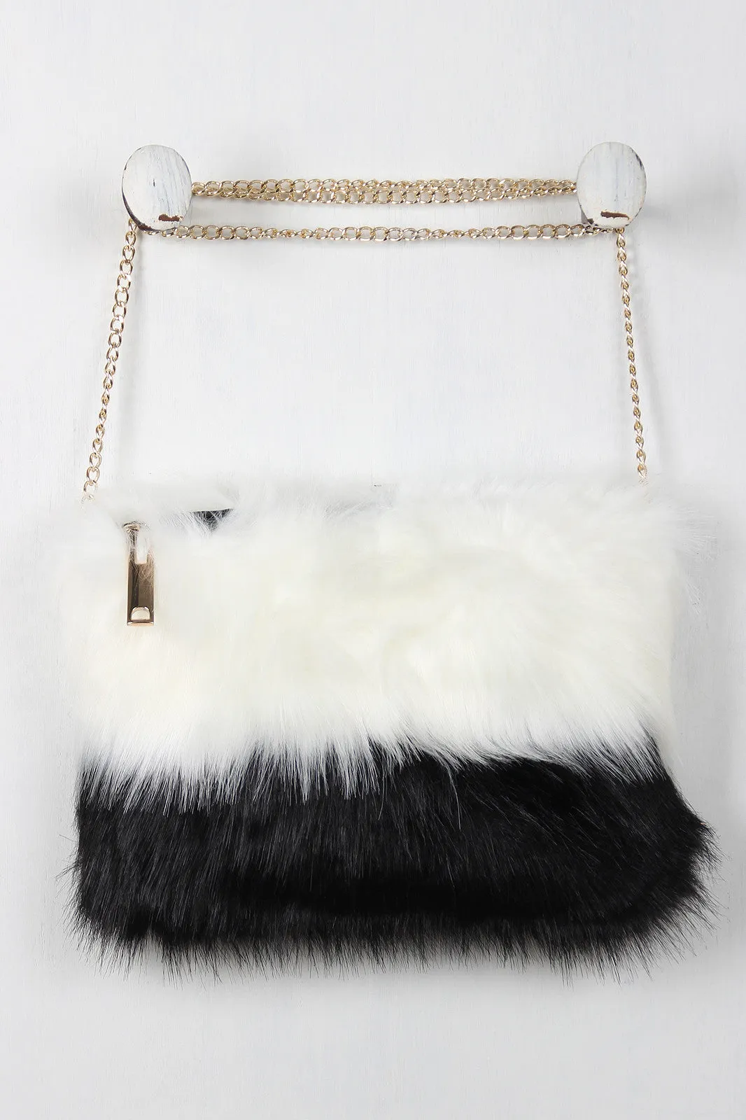 Two Tone Faux Fur Cross Body Bag