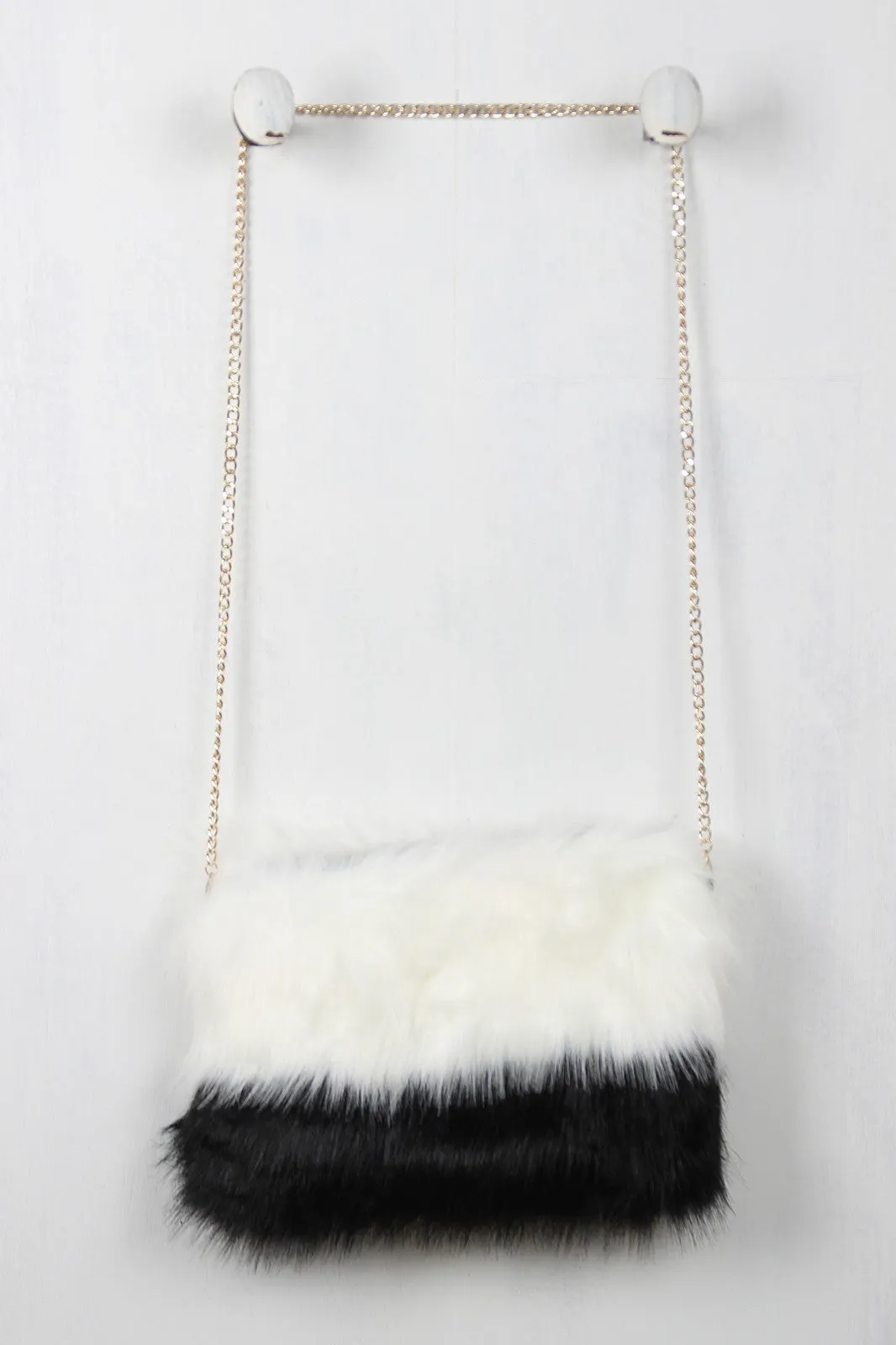 Two Tone Faux Fur Cross Body Bag