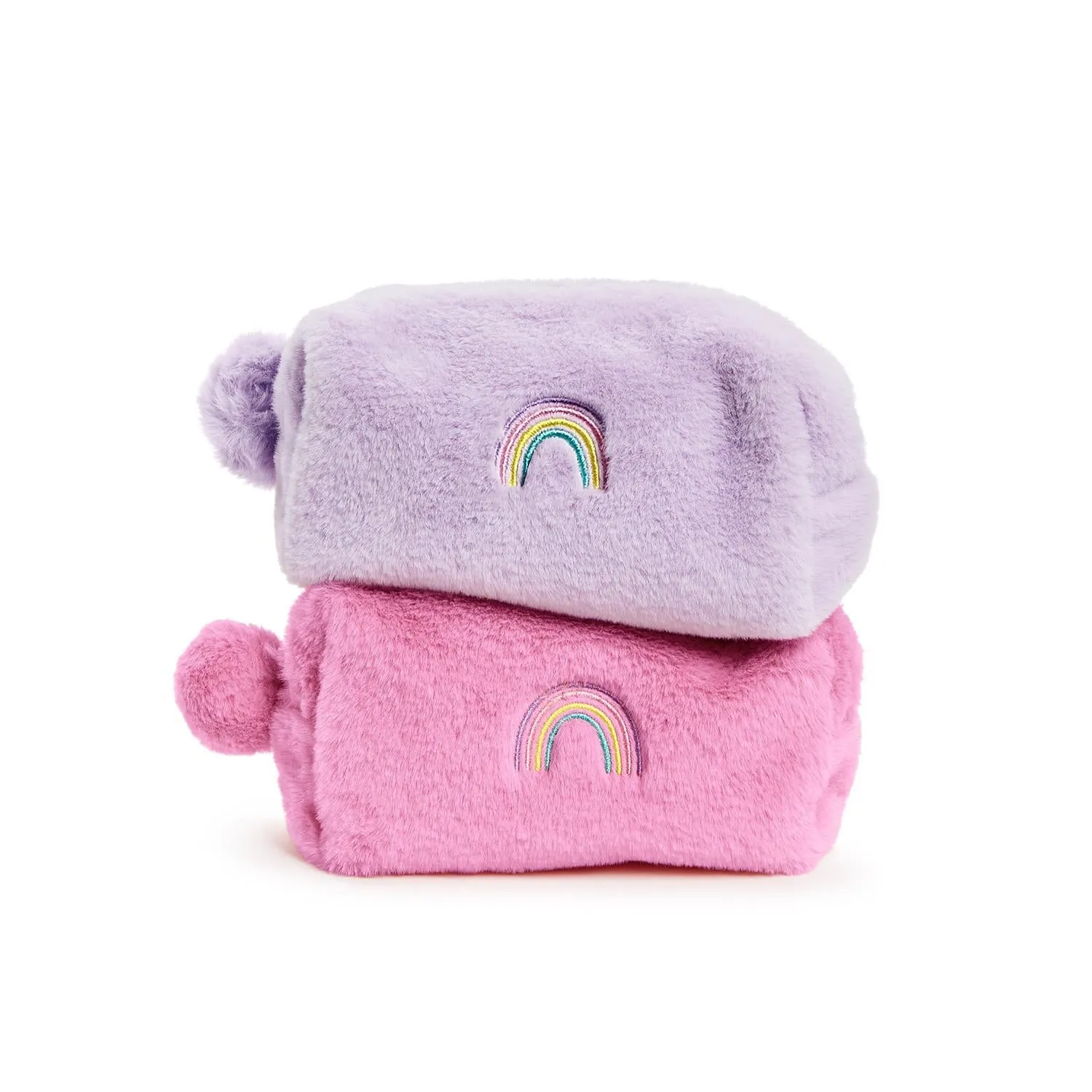 Two's Company Rainbow Faux Fur Pouch