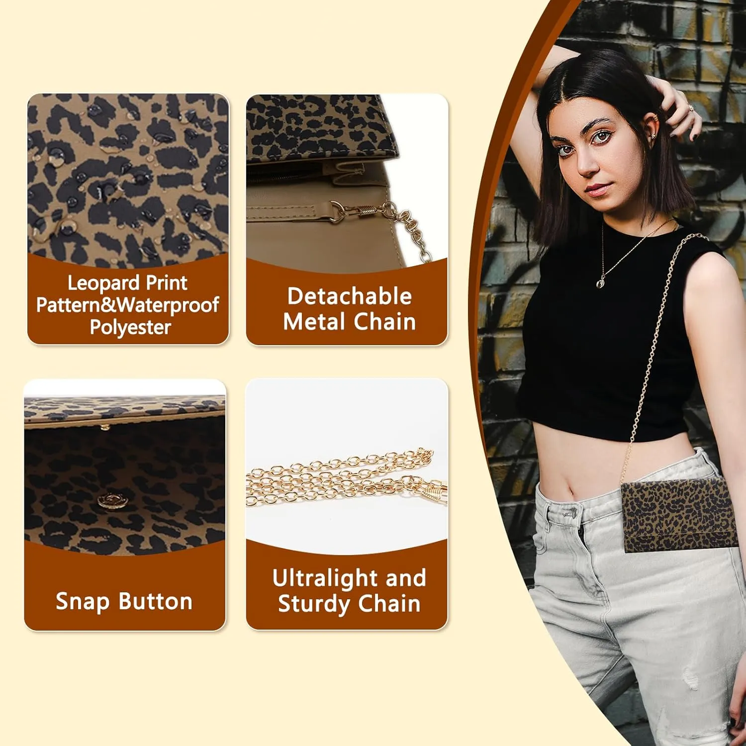 U U Crossbody Bags for Women, Handbags Cell Phone Wallet Small Purse with Credit Card Slots and Removebale Chain