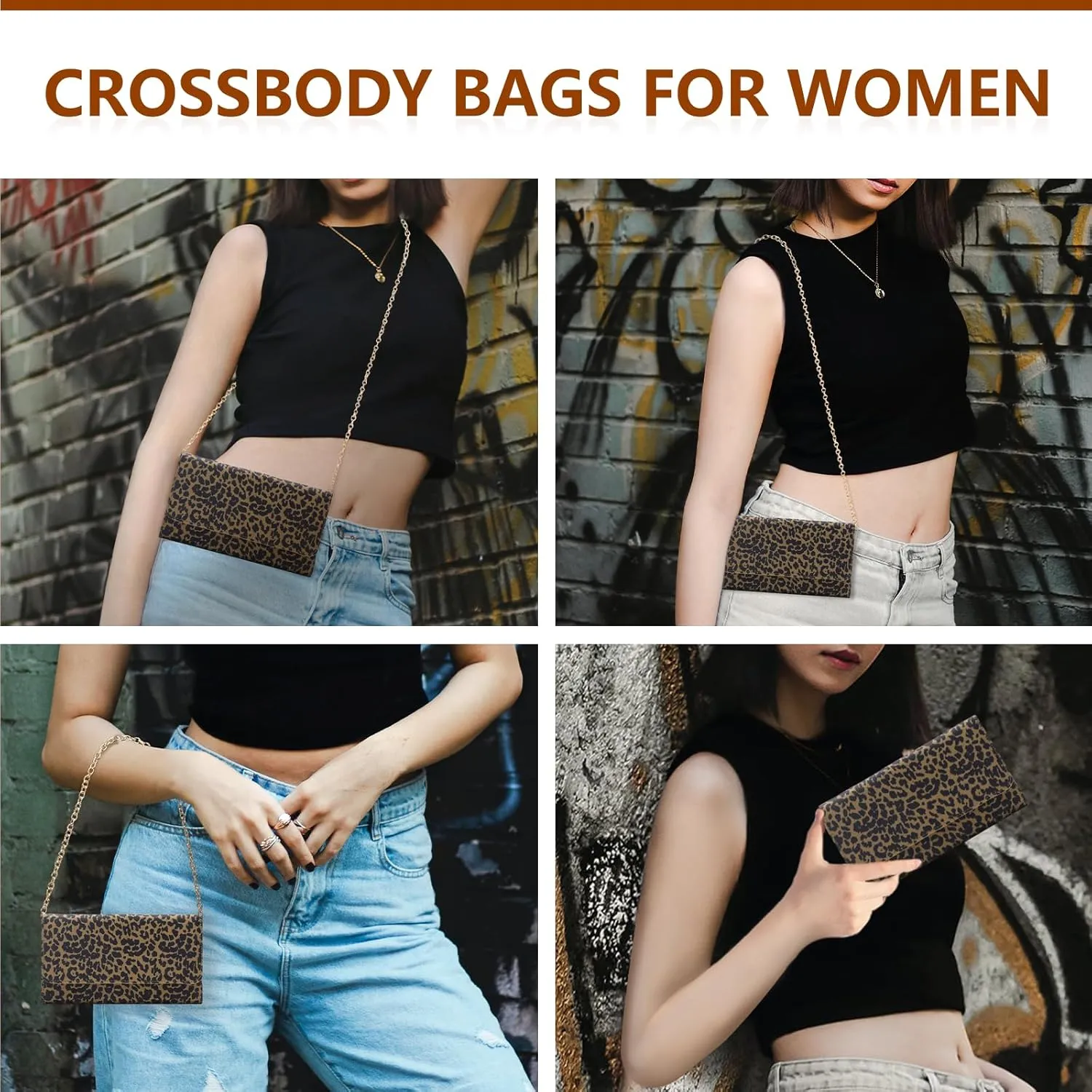U U Crossbody Bags for Women, Handbags Cell Phone Wallet Small Purse with Credit Card Slots and Removebale Chain