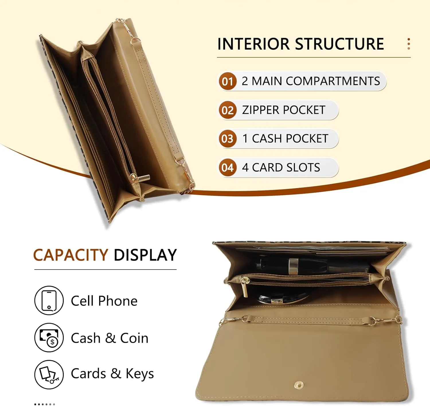 U U Crossbody Bags for Women, Handbags Cell Phone Wallet Small Purse with Credit Card Slots and Removebale Chain