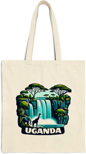 Uganda Cotton Tote Bag for Women Men Casual Tote Bag Cloth Canvas Shopping Bags with Handles Cute Bags Everyday Use 15" x 16" Aesthetic Gift ID44997
