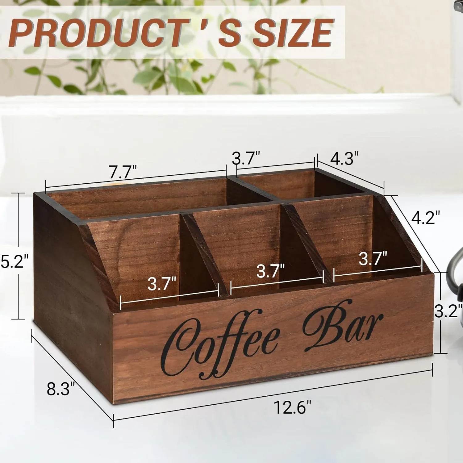 Ugiftt Coffee Station Organizer - Wood Pods Holder & Tea Condiment Storage Basket, Rustic Coffee Bar Decor