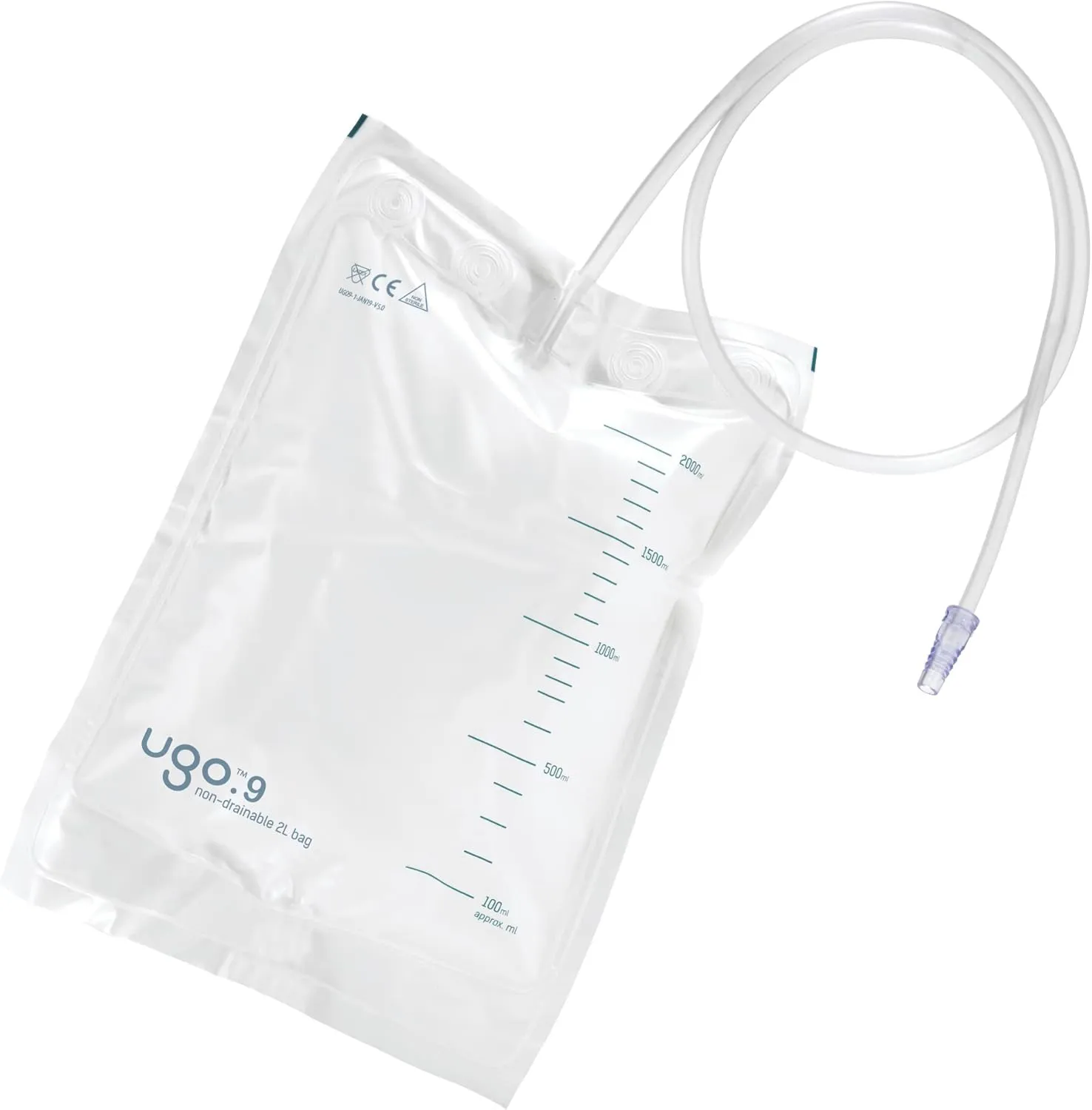 Ugo 2L Night Bags (x10) – Urine Drainage Bags/Catheter Night Bags, T Tap or Lever Tap with Kink Free Connection (Pack of 10) (Ugo 9 - Single Use Non Drainable, Non-Sterile)