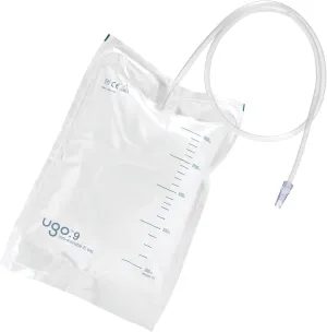 Ugo 2L Night Bags (x10) – Urine Drainage Bags/Catheter Night Bags, T Tap or Lever Tap with Kink Free Connection (Pack of 10) (Ugo 9 - Single Use Non Drainable, Non-Sterile)