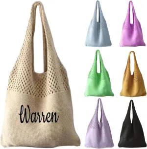 Ulico ‌Personalized Trendy Beach Bag for Women,Embroidered Name Custom Handwoven Tote Bag,Lightweight Foldable Boho Style Summer Essentials for Vacation Pool Travel Market