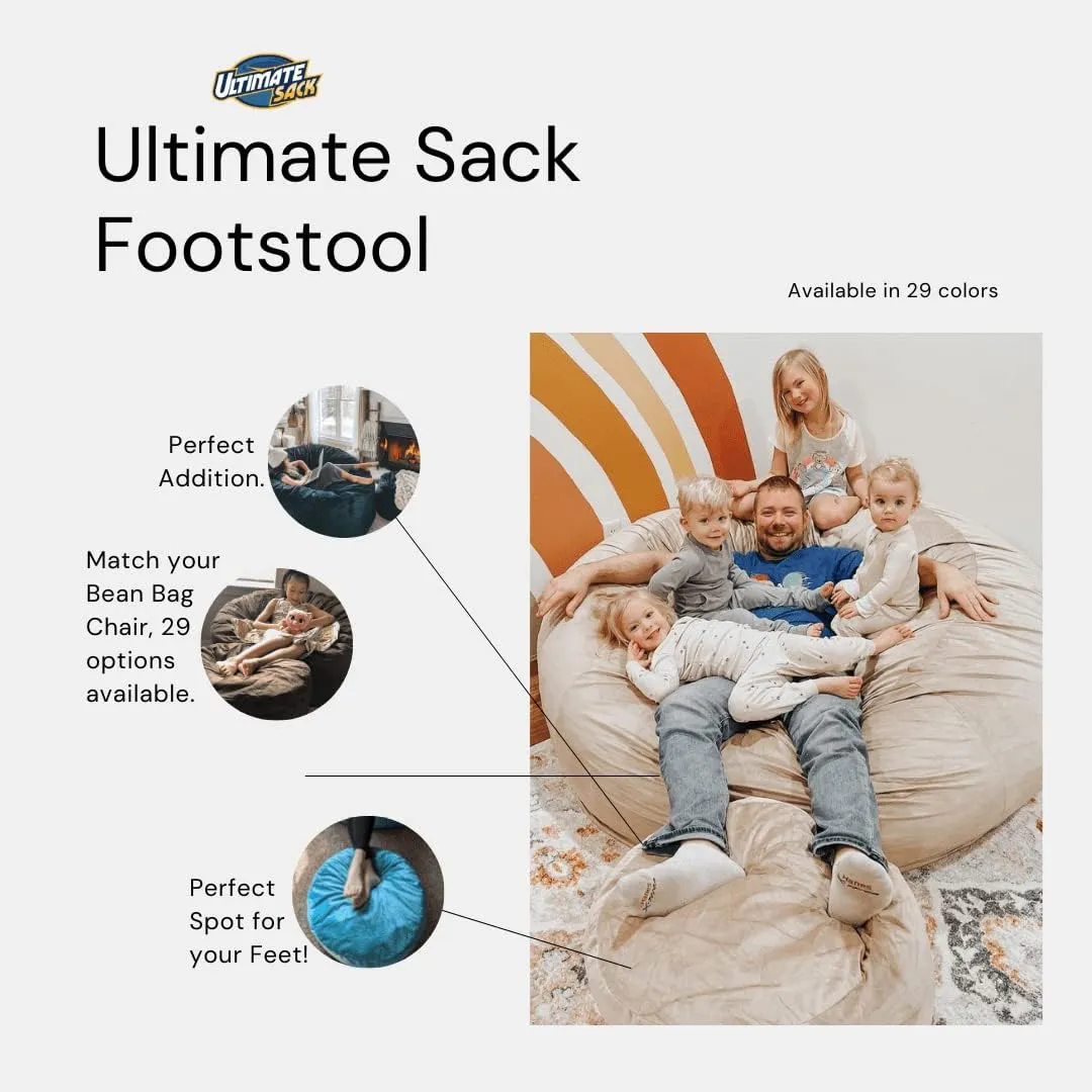ULTIMATE SACK Bean Bag Chair Footstool Ottoman; Foam Filled Furniture, Machine Washable Covers, Double Stitched Durable Inner Liner, Multiple Colors & Fabrics Available. (Brown Fur)