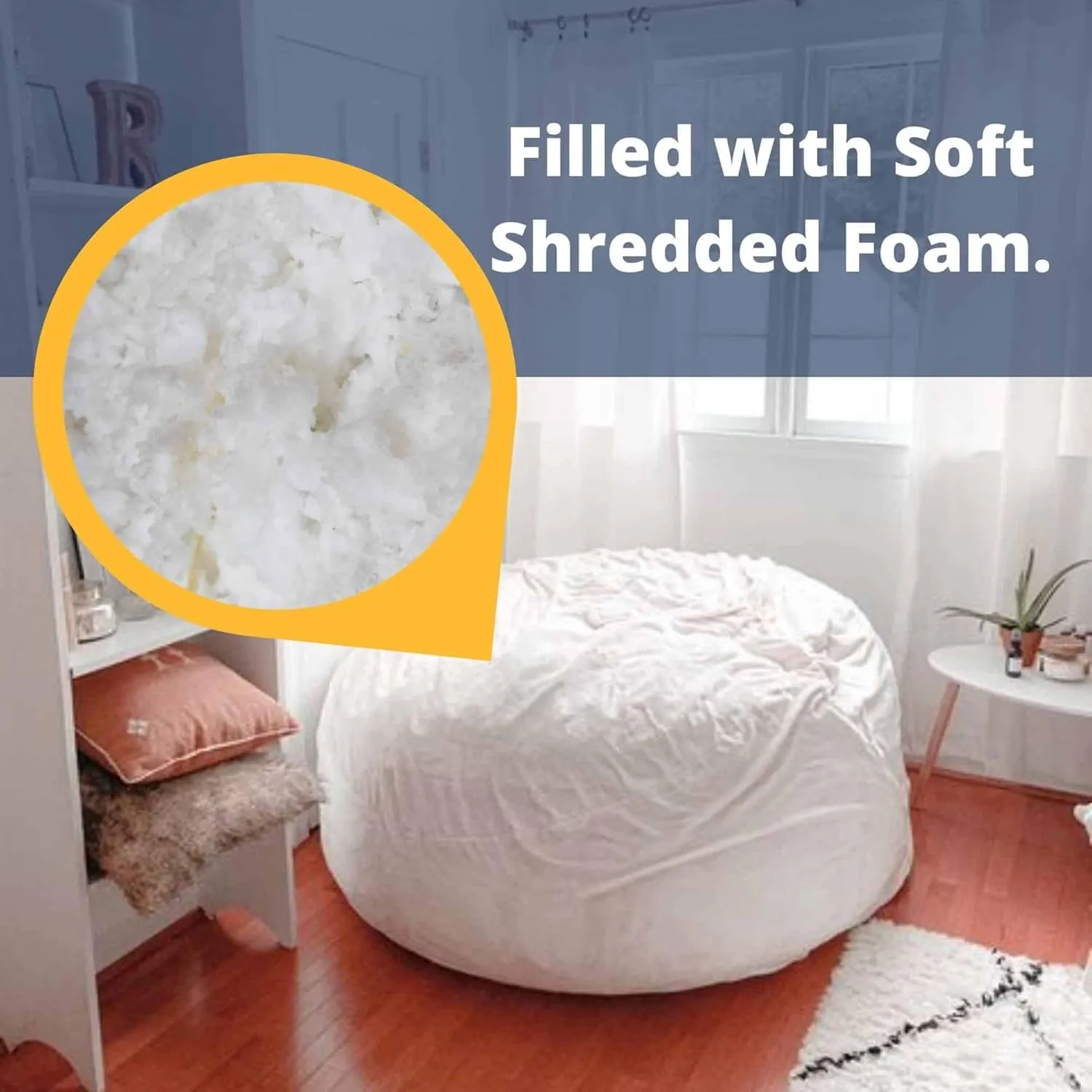 ULTIMATE SACK Bean Bag Chair Footstool Ottoman; Foam Filled Furniture, Machine Washable Covers, Double Stitched Durable Inner Liner, Multiple Colors & Fabrics Available. (Brown Fur)