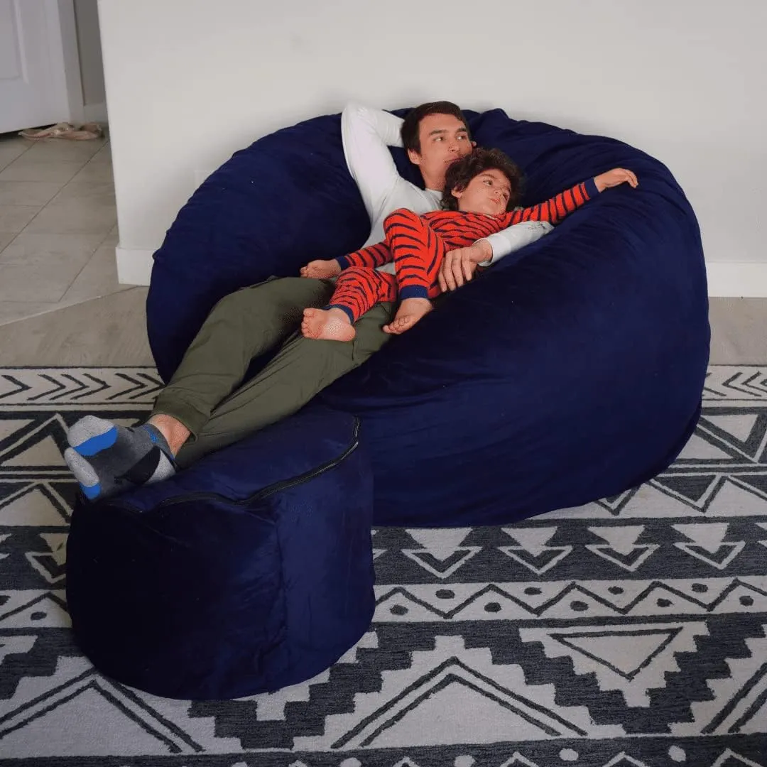 ULTIMATE SACK Bean Bag Chair Footstool Ottoman; Foam Filled Furniture, Machine Washable Covers, Double Stitched Durable Inner Liner, Multiple Colors & Fabrics Available. (Brown Fur)