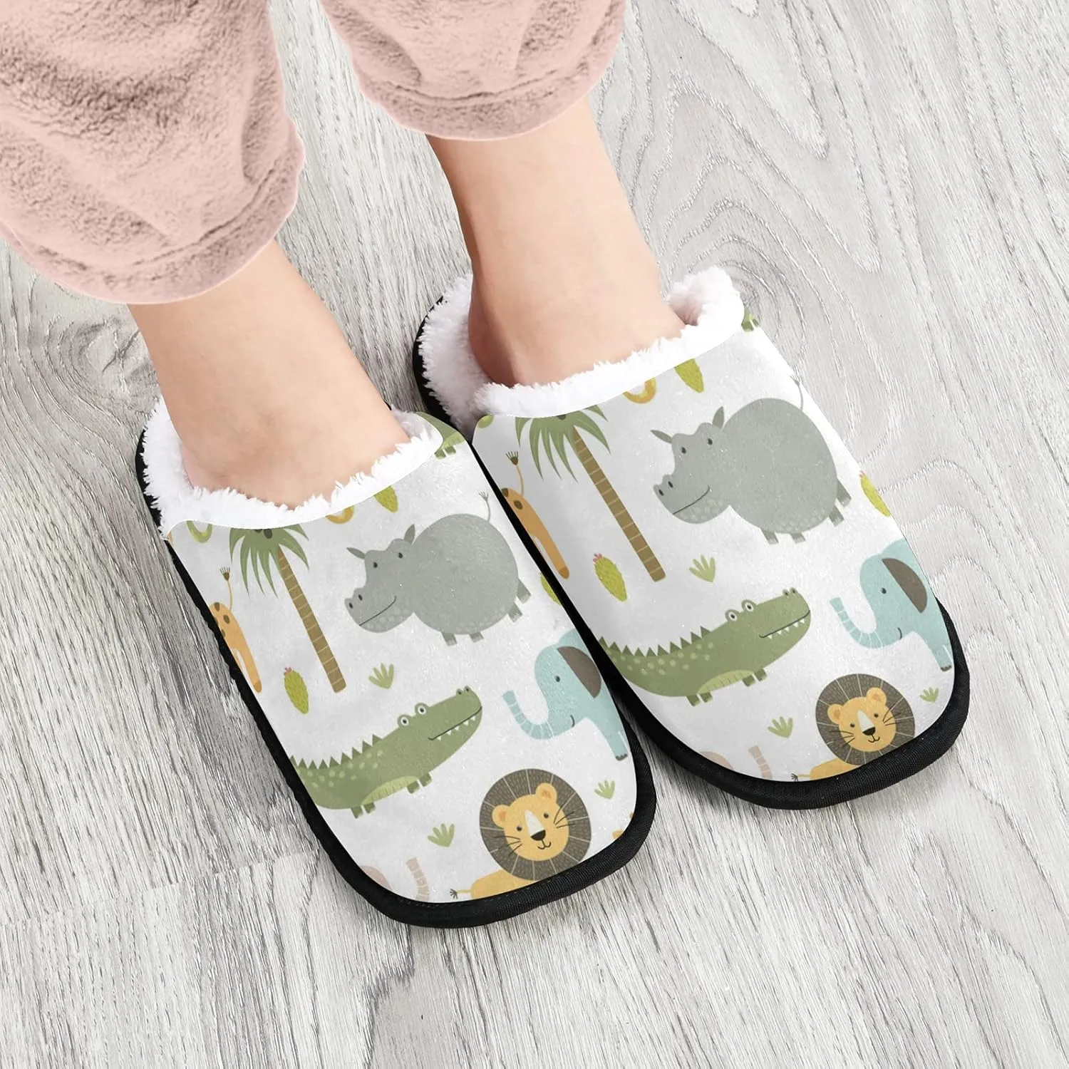 Unisex Fuzzy Feet Plush Slippers Anti-Slip Warm House Shoes M/L