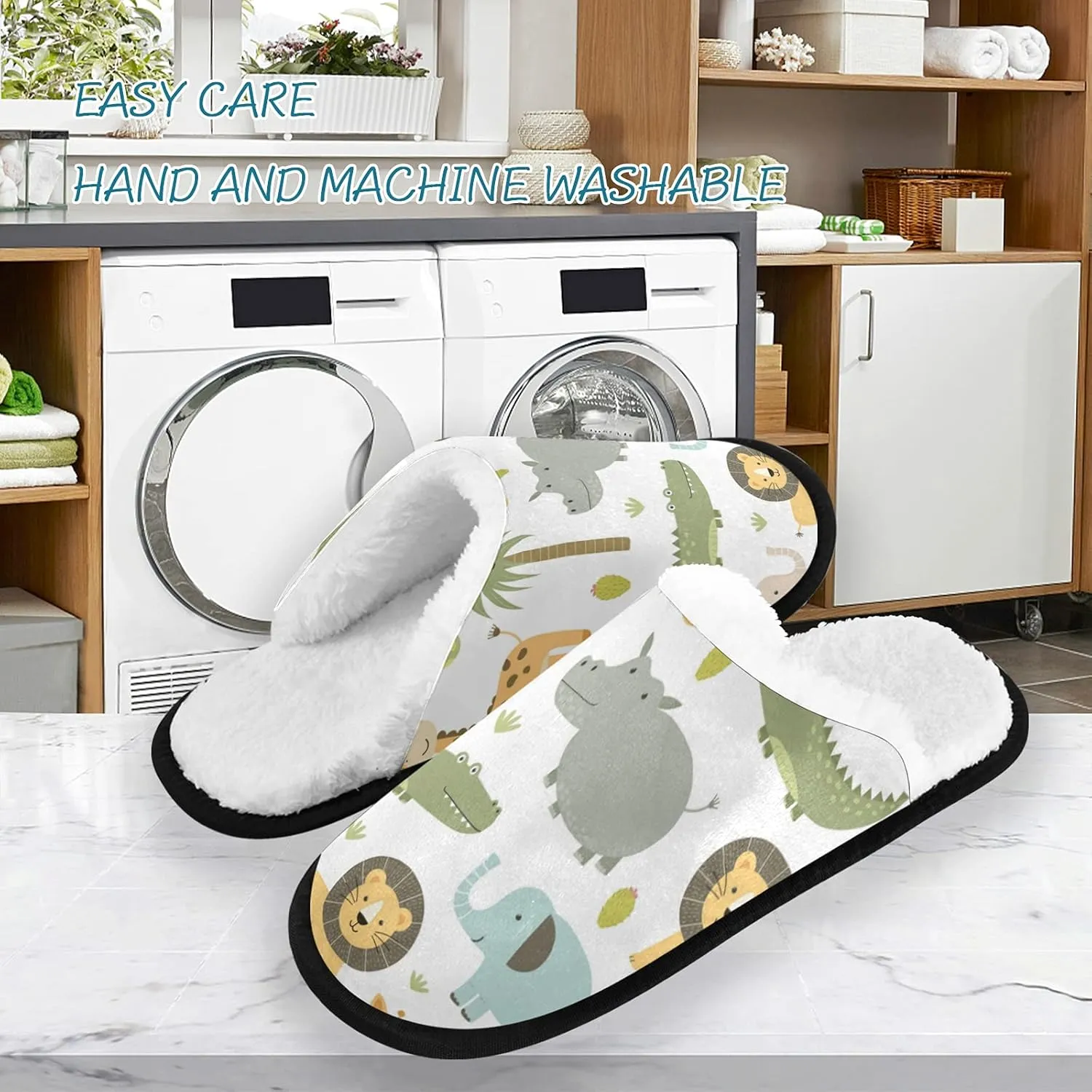 Unisex Fuzzy Feet Plush Slippers Anti-Slip Warm House Shoes M/L