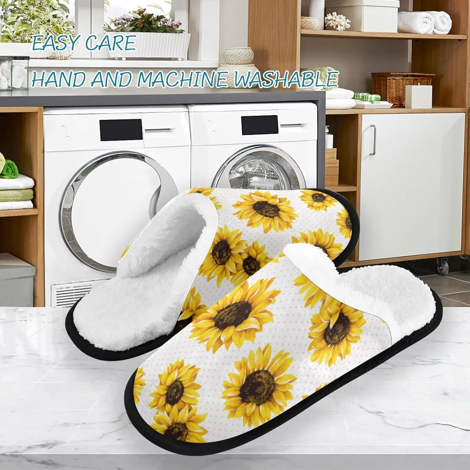 Unisex Slippers Fuzzy Feet Plush Cotton Slippers Anti-Slip Warm House Shoes M/L