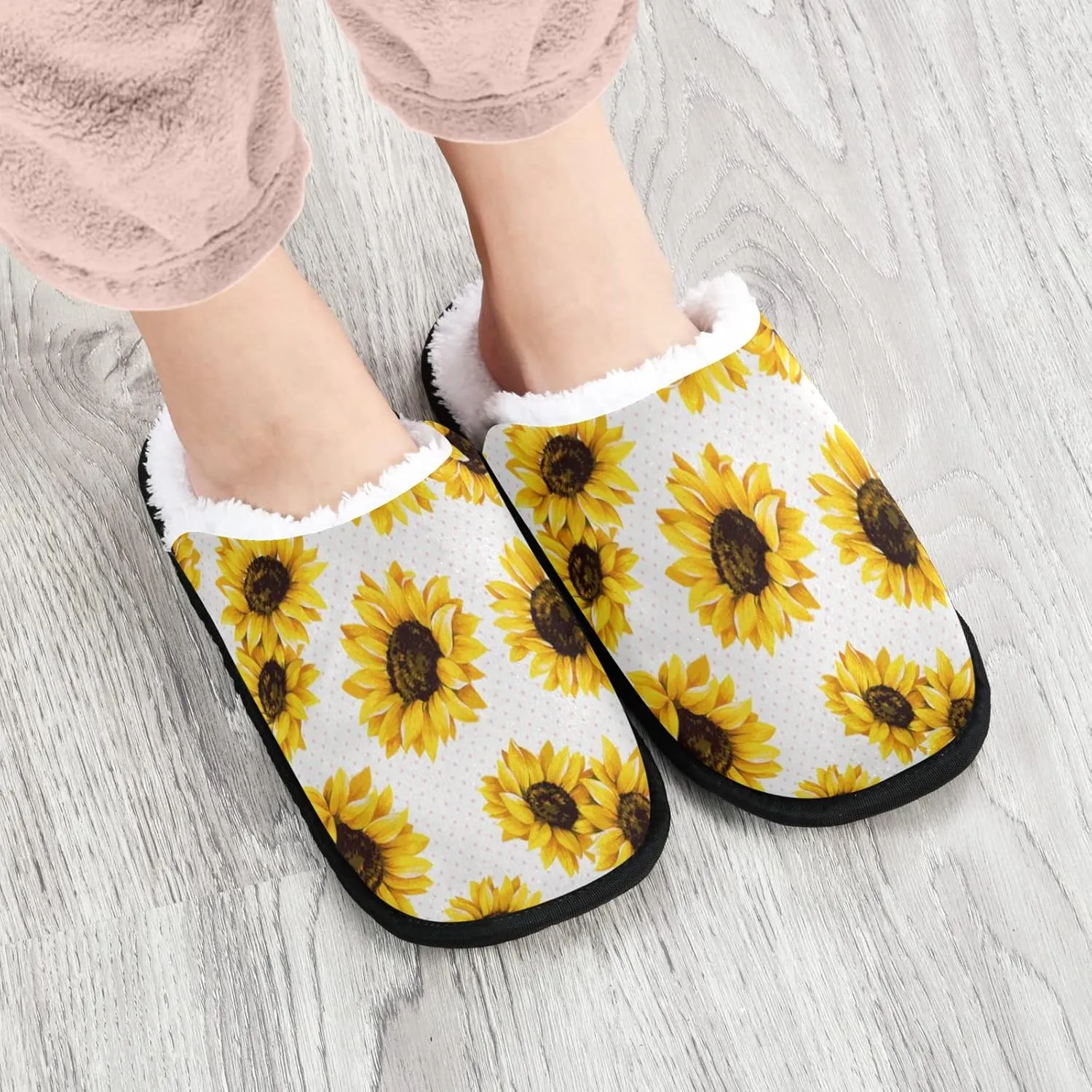 Unisex Slippers Fuzzy Feet Plush Cotton Slippers Anti-Slip Warm House Shoes M/L