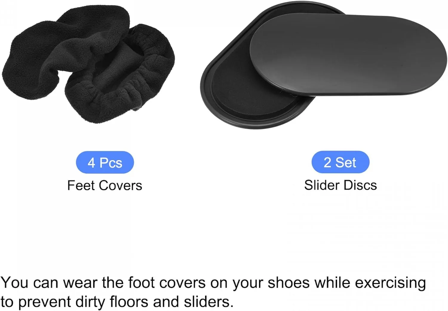 uxcell Exercise Core Sliders, Oval Glider Discs with Feet Cover, Dual Sided Usage in Home Gym for Full Body Workout