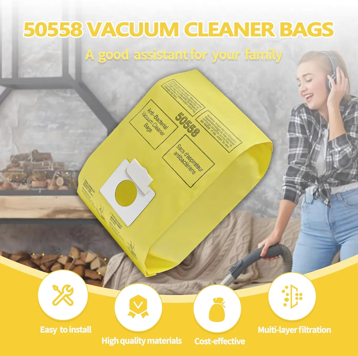 Vacuum Cleaner Bags Replacement for Kenmore Canister Type C/Q 5055, 50555, 50557, 50558, 200 Series, 400 Series, 600 Series, 700 Series, 800 Series and Pana·sonic Type C-5, C-18 Series Vacuum, 20 Pack