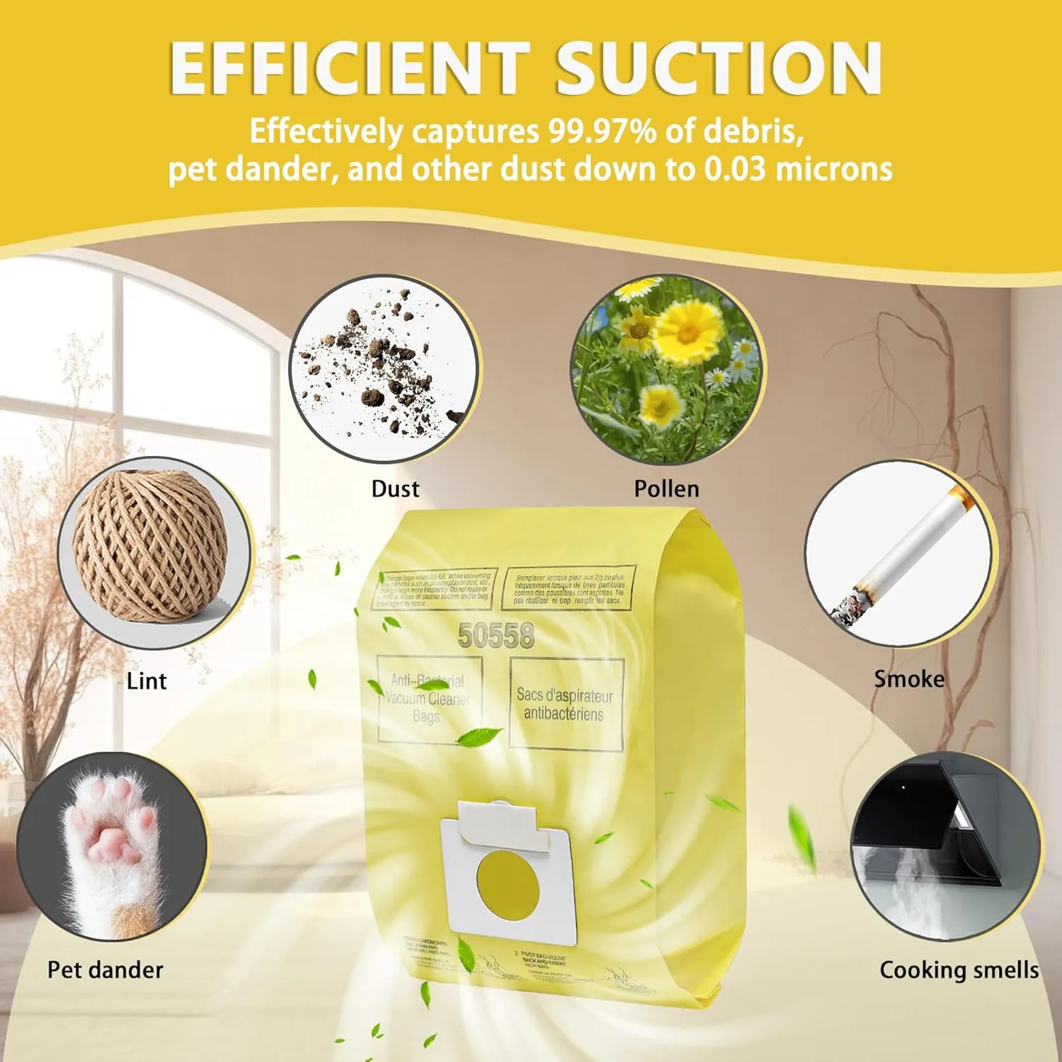 Vacuum Cleaner Bags Replacement for Kenmore Canister Type C/Q 5055, 50555, 50557, 50558, 200 Series, 400 Series, 600 Series, 700 Series, 800 Series and Pana·sonic Type C-5, C-18 Series Vacuum, 20 Pack