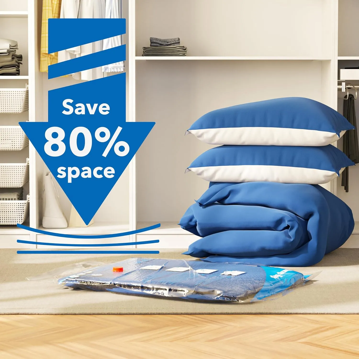Vacuum Storage Bags 10 Jumbo, Space Saver Sealer Bags, Airtight Compression Bags for Clothes, Pillows, Comforters, Blankets, Bedding