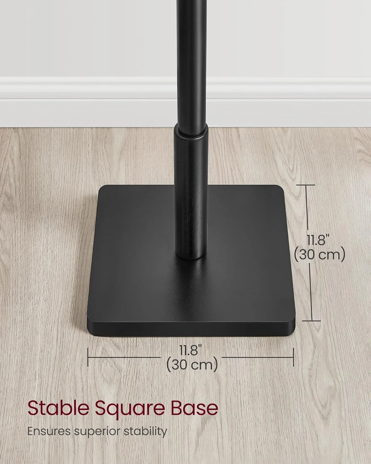 VASAGLE Solid Wood Coat Rack, Free Standing Hall Coat Tree with 8 Hooks, 3 Height Options, for Coats, Hats, Bags, Purses, for Entryway, Hallway, Rubberwood Hooks and Pole, Ink Black URCR010B01