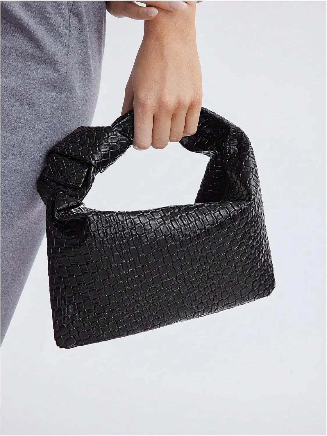 Verdusa Women's Hobo Bags Zipper Handbags Knot Strap Leather Shoulder Bag Evening Clutch Purse