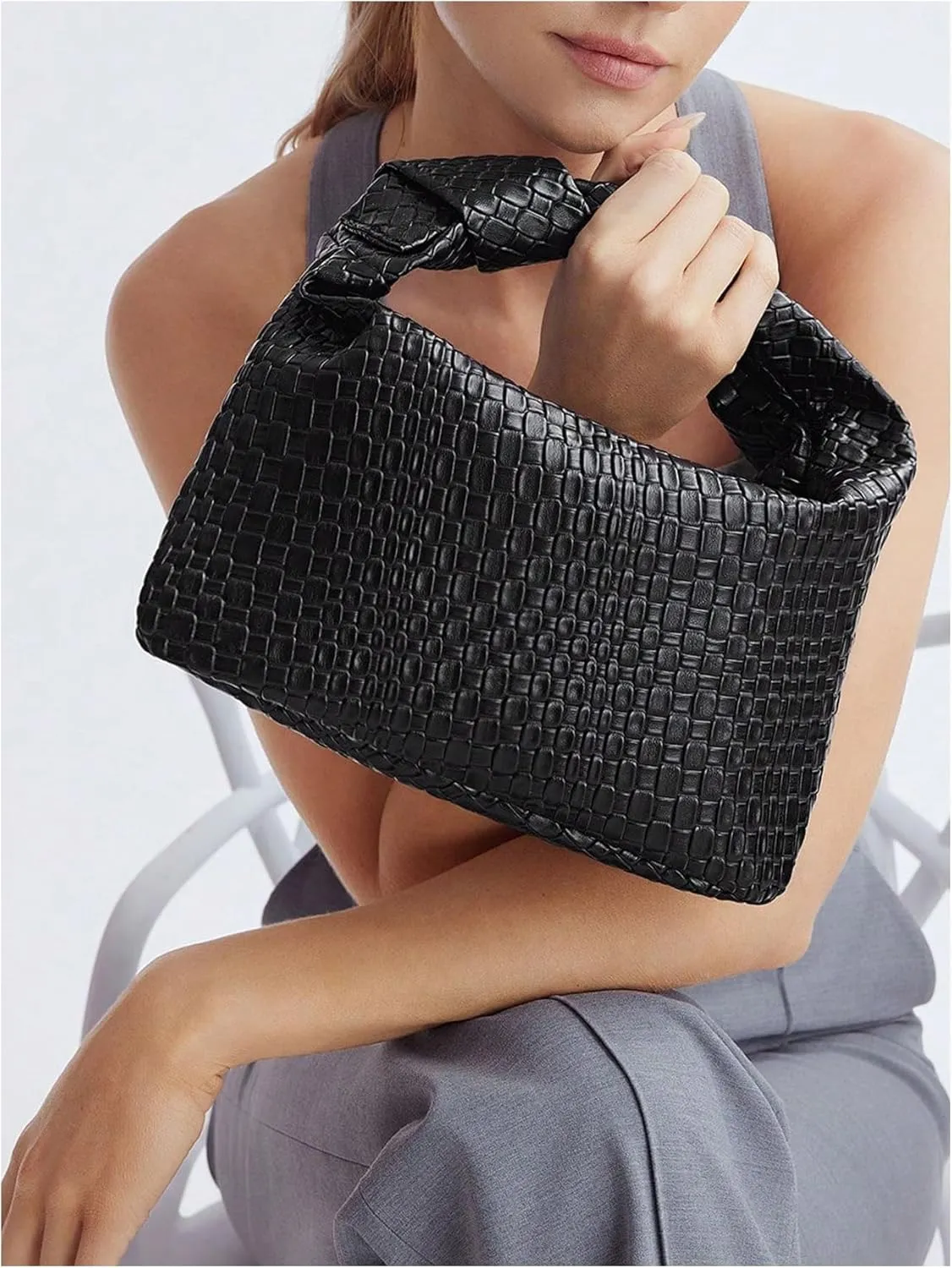 Verdusa Women's Hobo Bags Zipper Handbags Knot Strap Leather Shoulder Bag Evening Clutch Purse