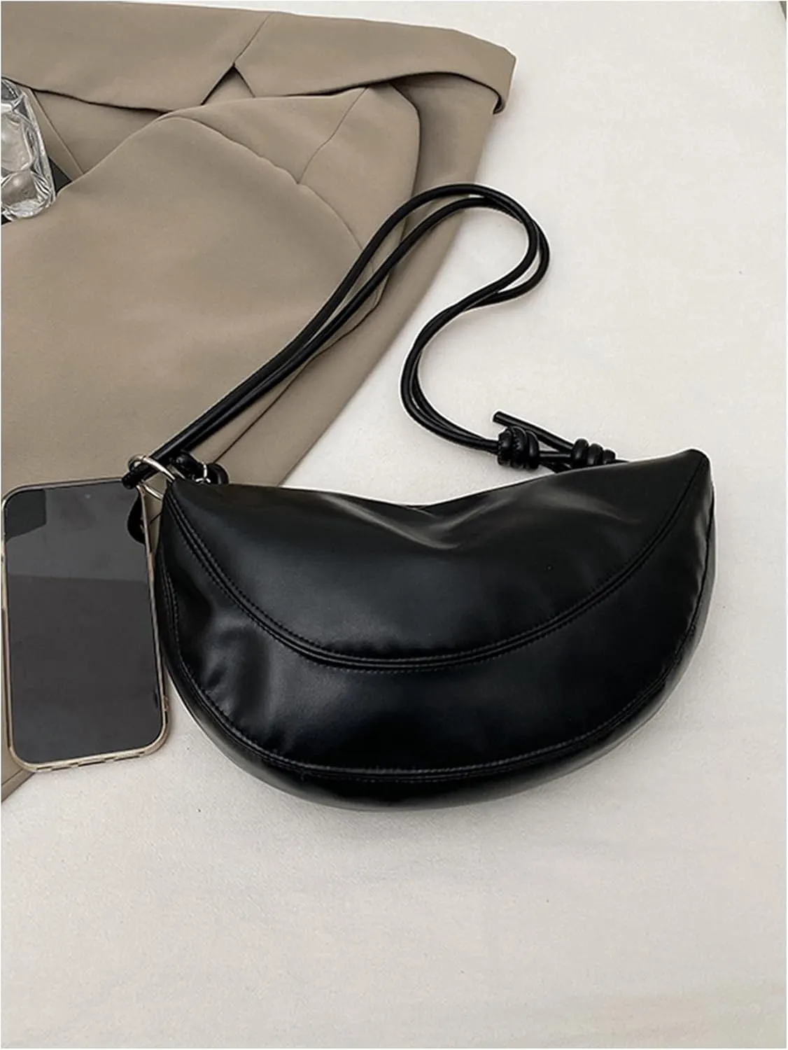 Verdusa Women's Hobo Crescent Handbag PU Leather Shoulder Bag Purse with Zipper