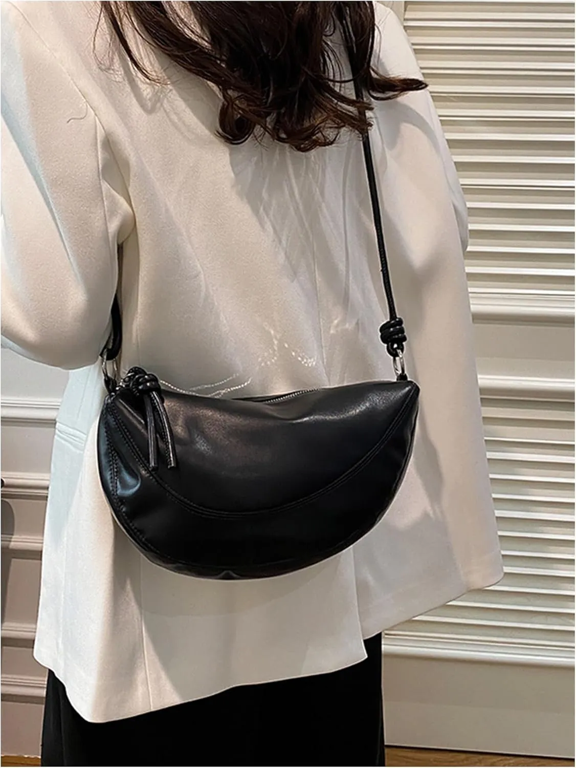 Verdusa Women's Hobo Crescent Handbag PU Leather Shoulder Bag Purse with Zipper