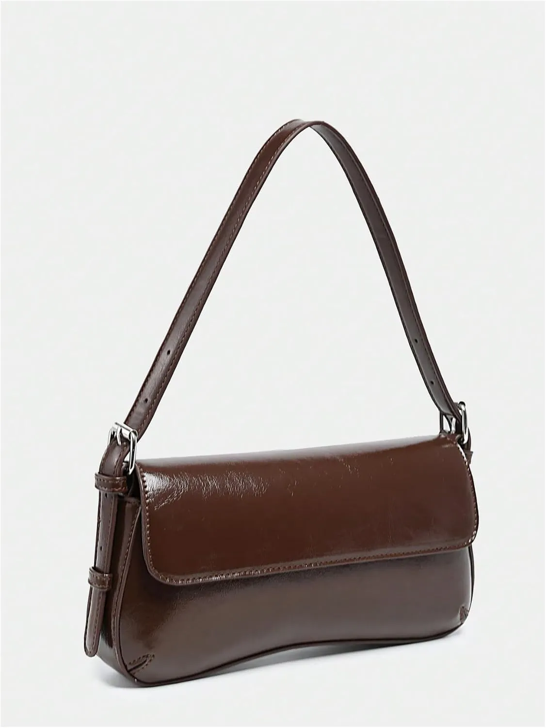 Verdusa Women's Retro Faux Oiled Leather Tote Handbag Flap Underarm Shoulder Bags