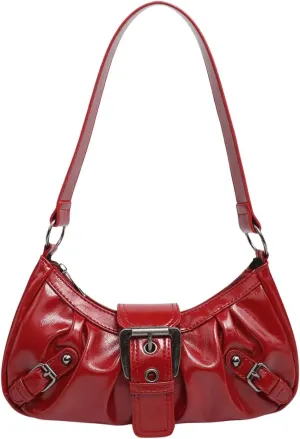 Verdusa Women's Y2k Purse Top Handle Shoulder Bag Buckle Punk Hobo Clutch Purses Bags
