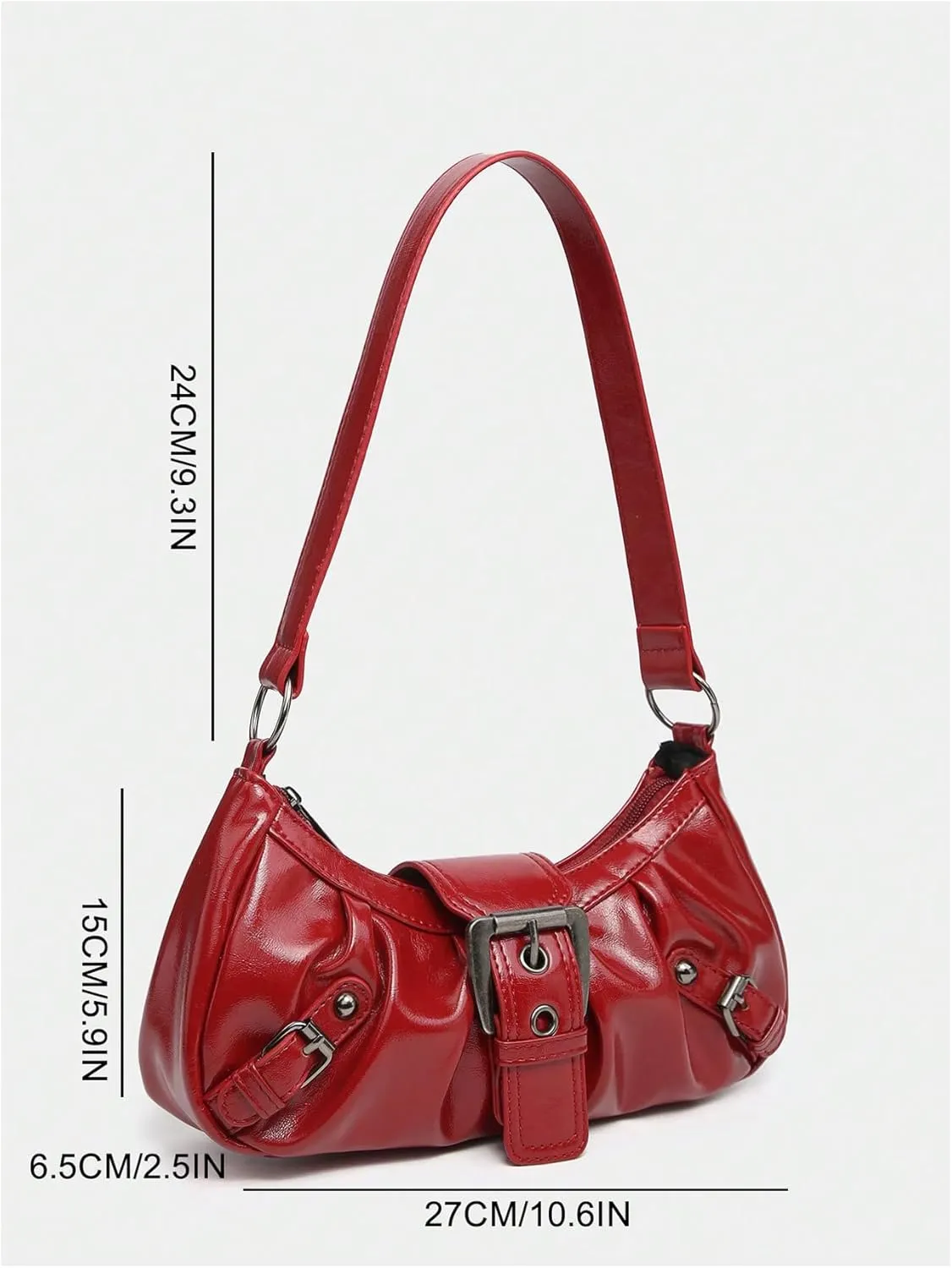 Verdusa Women's Y2k Purse Top Handle Shoulder Bag Buckle Punk Hobo Clutch Purses Bags