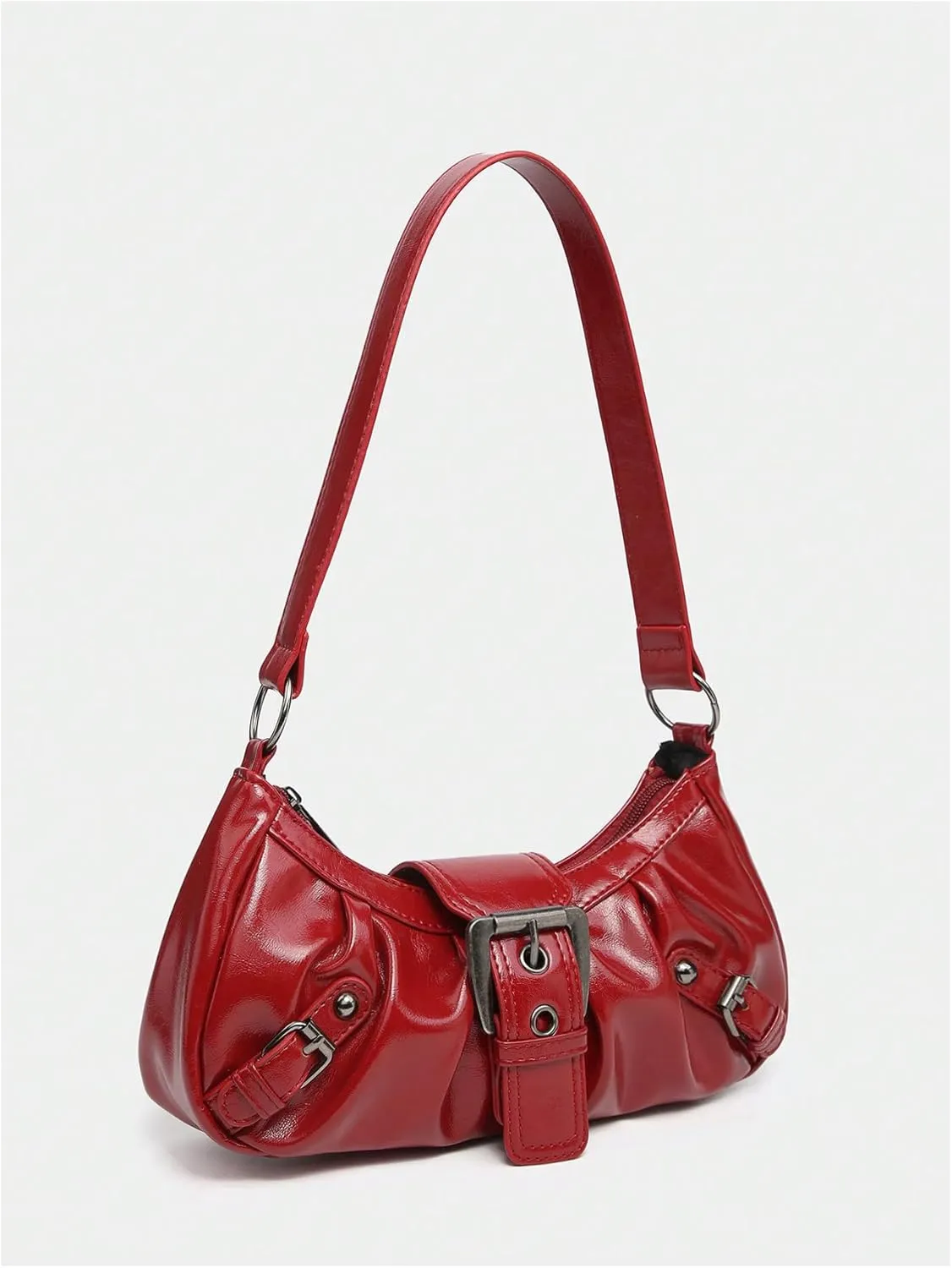 Verdusa Women's Y2k Purse Top Handle Shoulder Bag Buckle Punk Hobo Clutch Purses Bags