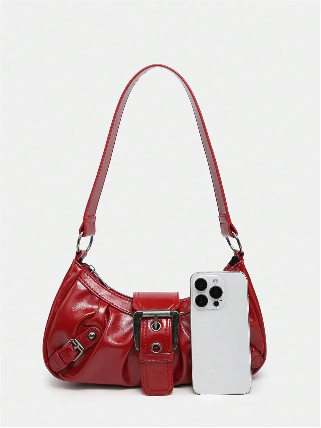 Verdusa Women's Y2k Purse Top Handle Shoulder Bag Buckle Punk Hobo Clutch Purses Bags