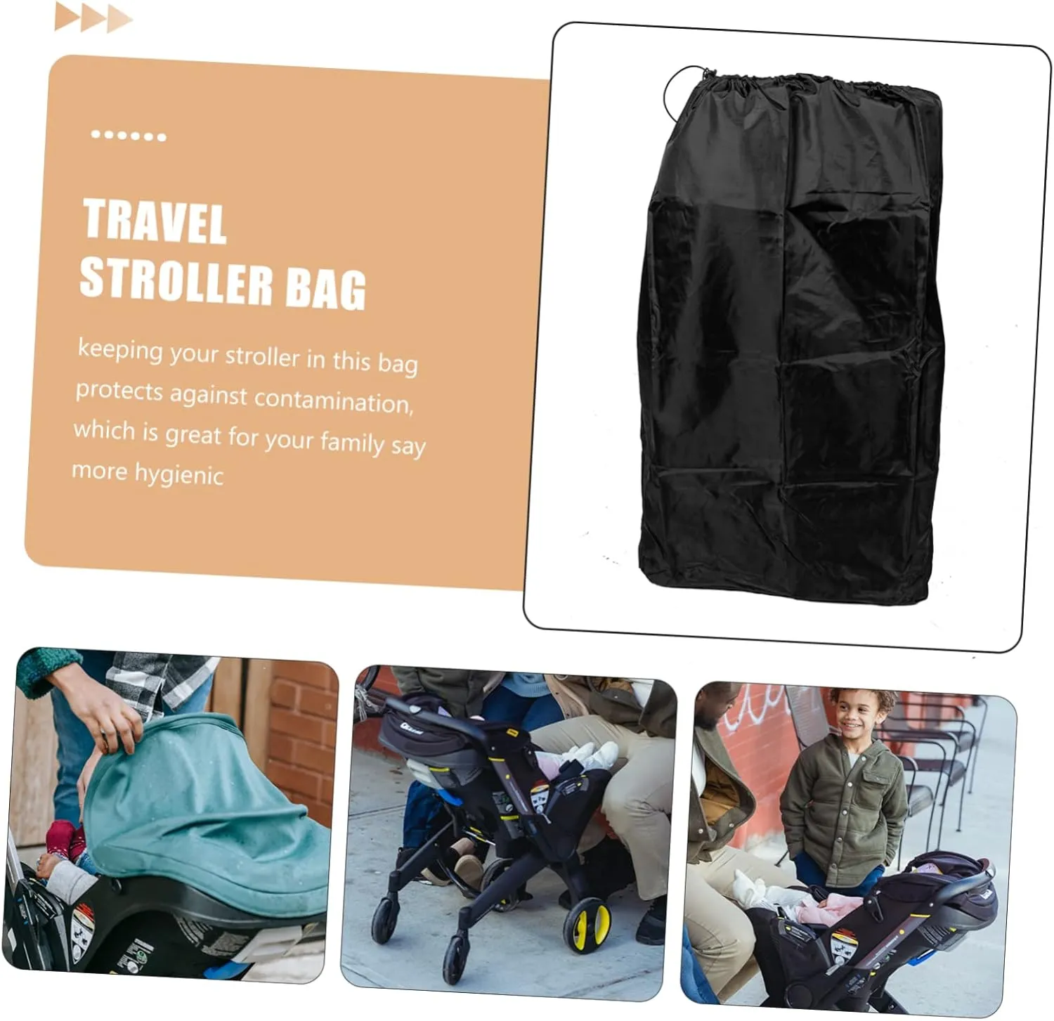 VICASKY 2pcs Stroller Travel Bag with Shoulder Straps Water Resistant Stroller Storage Bag for Airplane Access with Lockable Drawstring Closure Durable Heavy Duty Material