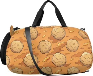 VIGTRO Rustic Cartoon Marble Pattern Boys Girls Sports Travel Duffel Bags with Shoes Compartment, Weekender Overnight Gym Bag for Swimming, Dancing, Outing