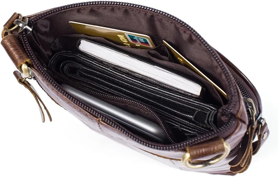 Vintage Leather Deluxe Vertical Messenger Shoulder Bag
