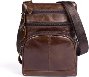 Vintage Leather Deluxe Vertical Messenger Shoulder Bag