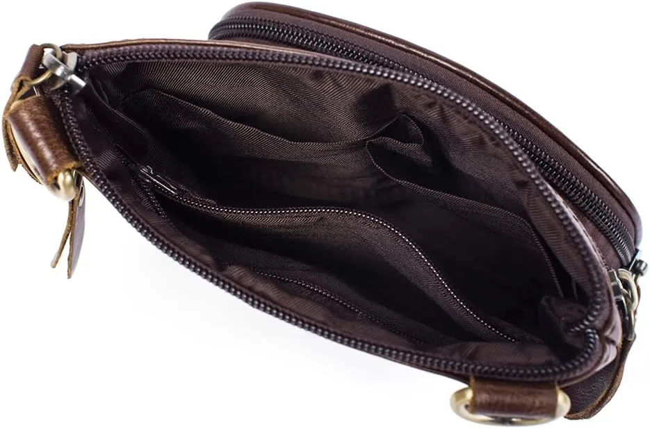Vintage Leather Deluxe Vertical Messenger Shoulder Bag