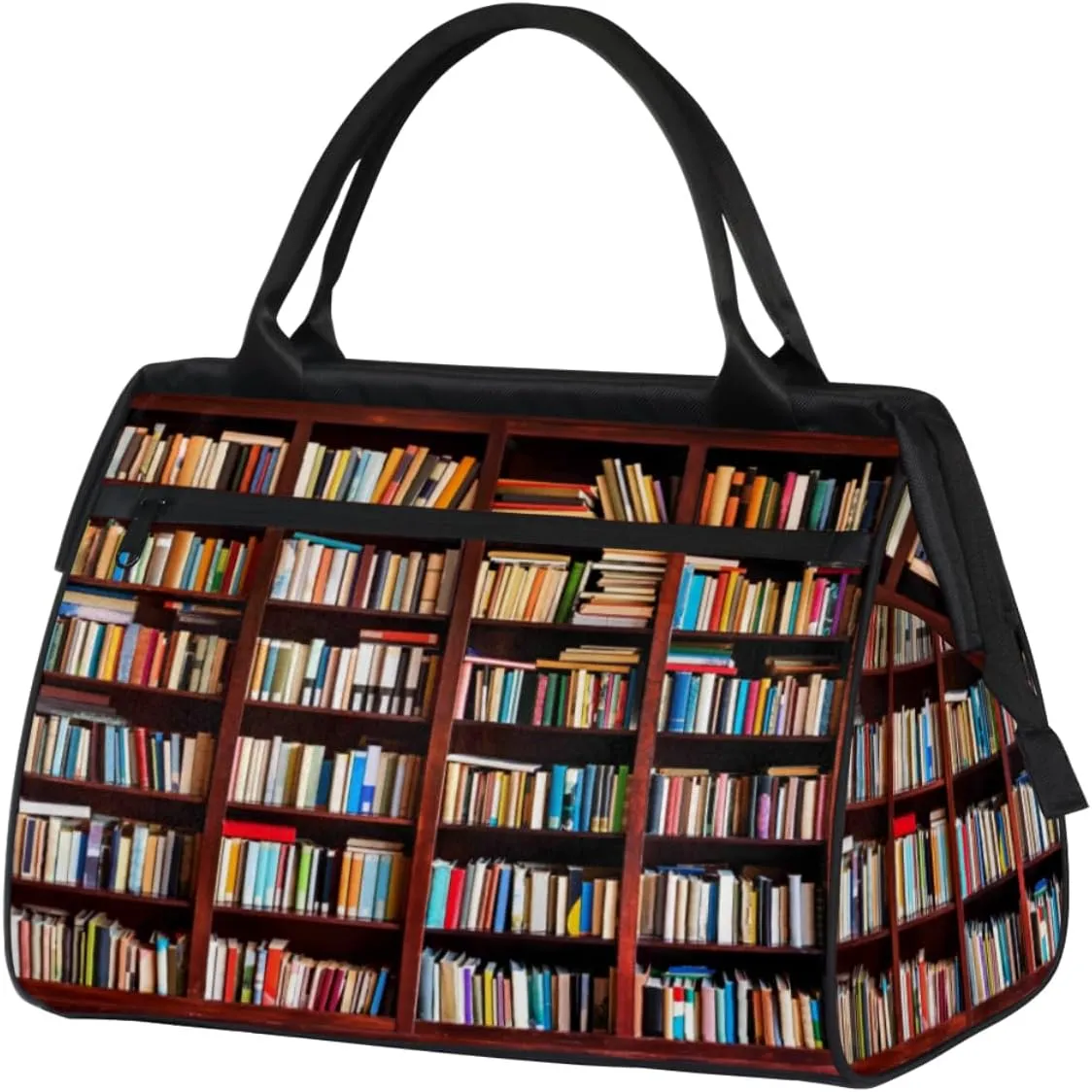Vintage Library Bookshelf Picture Travel Duffel Bag Sports Travel Duffel Bag Waterproof Durable Large Gym Tote Bag Weekender Overnight Bag for Women Travel Gym Yoga