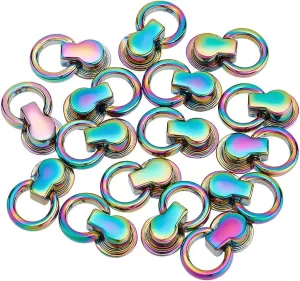 WADORN 16pcs Metal Leather Bag Chain Buckle, Rainbow Purse Side Clip Buckle Bag Chain Strap Link Connector with O Ring Head Button Stud Screwback for DIY Handbag Shoulder Strap Shoe Making Accessories