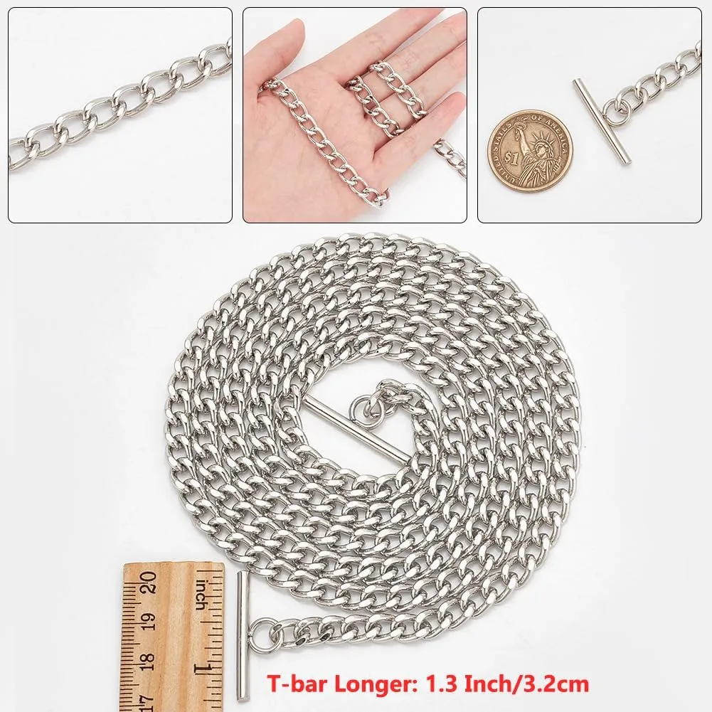 WADORN 3 Sizes Iron Flat Chain Handbag Purse Chain Strap Shoulder Bag Crossbody Strap Replacement Purse Link Chains
