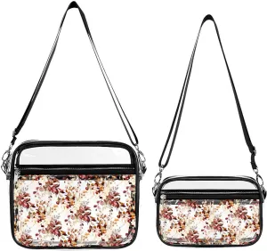 Watercolor Fall Rustic Gum Eucalyptus Transparent Cross Bag Two-piece Set, Fashionable Transparent Bag