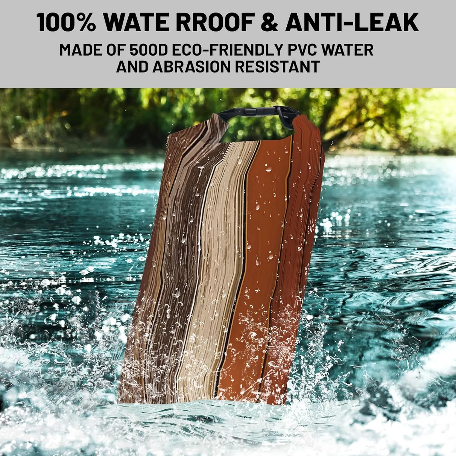 Waterproof Dry Bag,Roll Top Retro Rustic Barn Wood Small Waterproof Backpack 5L/10L/20L Floating and Lightweight Bags for Kayaking, Boating, Fishing, Swimming and Camping