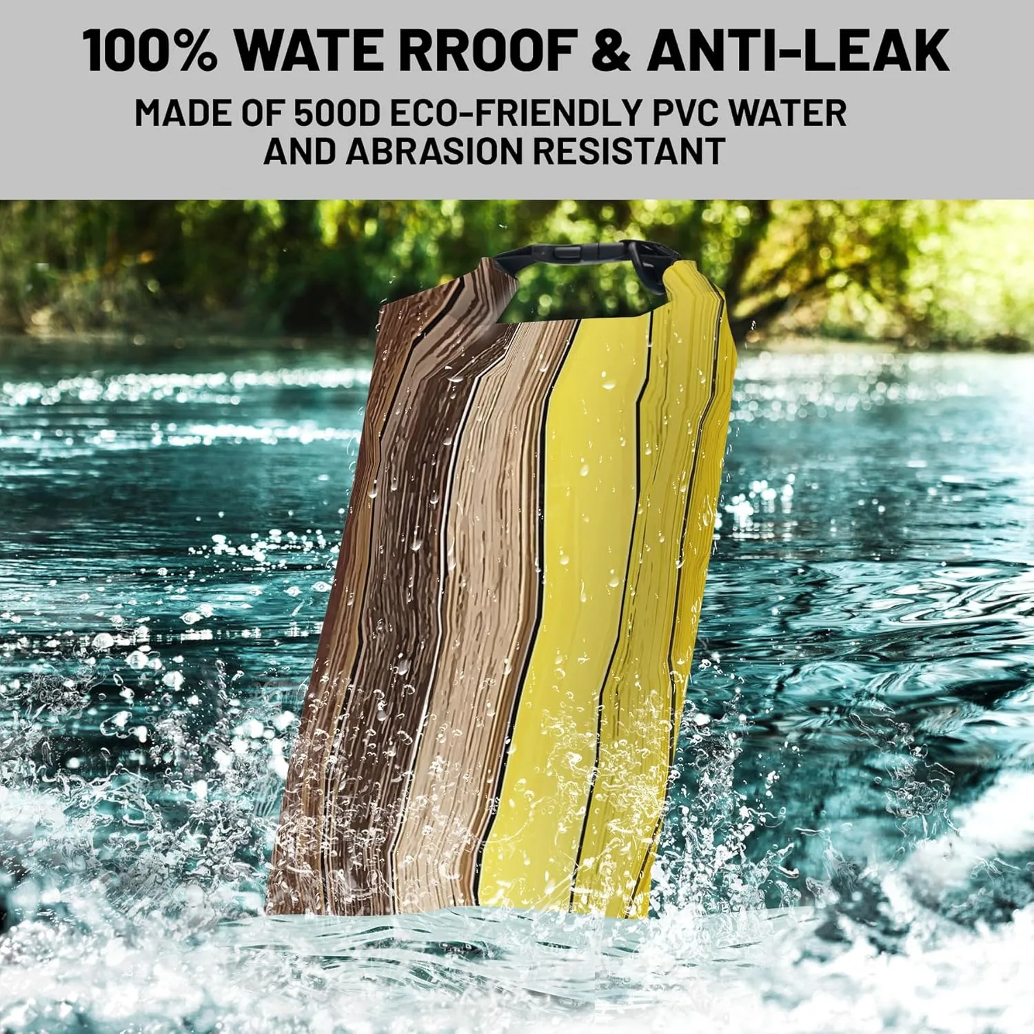 Waterproof Dry Bag,Roll Top Retro Rustic Barn Wood Waterproof Backpack 5L/10L/20L Floating and Lightweight Bags for Kayaking, Boating, Fishing, Swimming and Camping