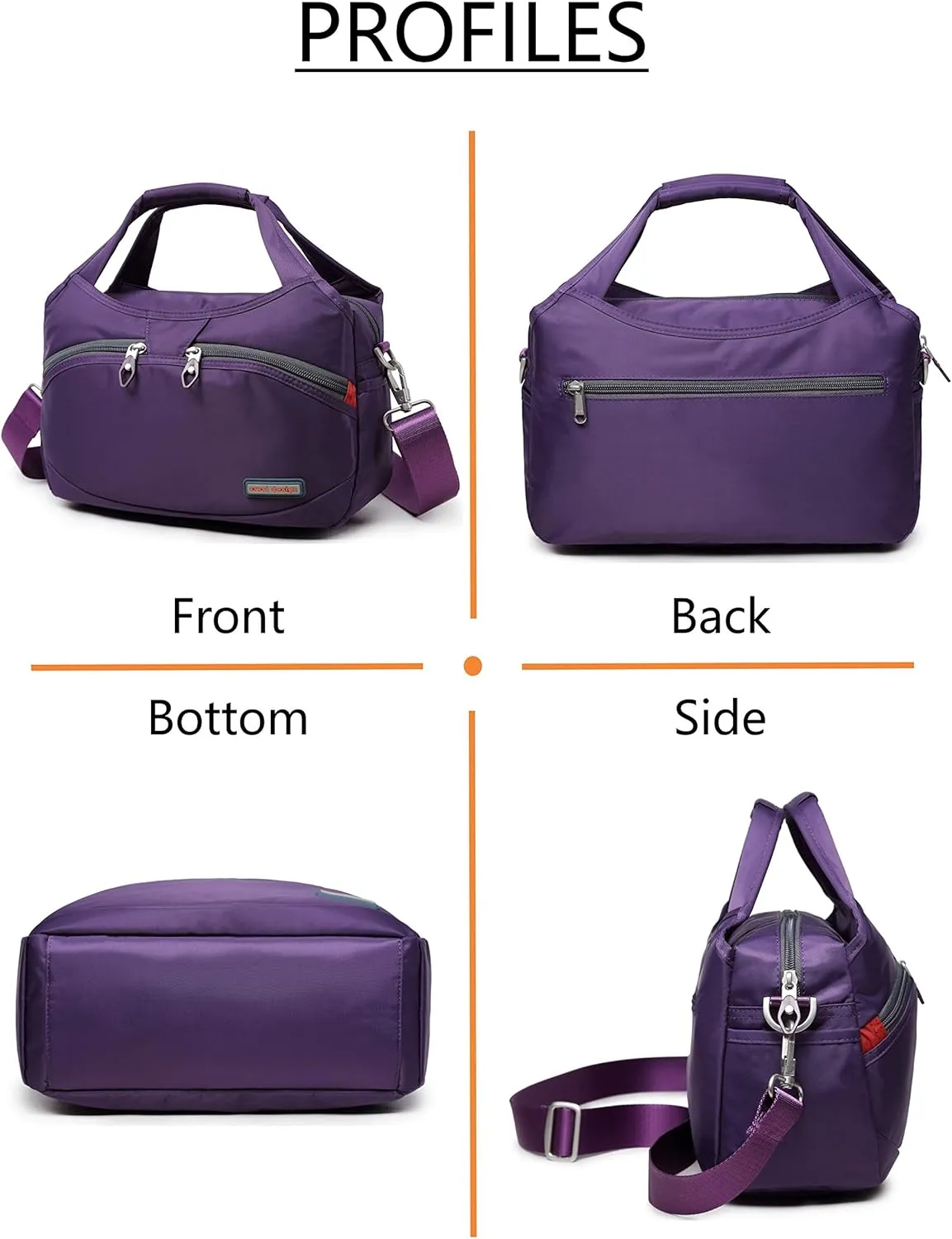 Waterproof Nylon Crossbody Bags for Women Multi-Pocket Shoulder Bag Travel Purse and Handbag