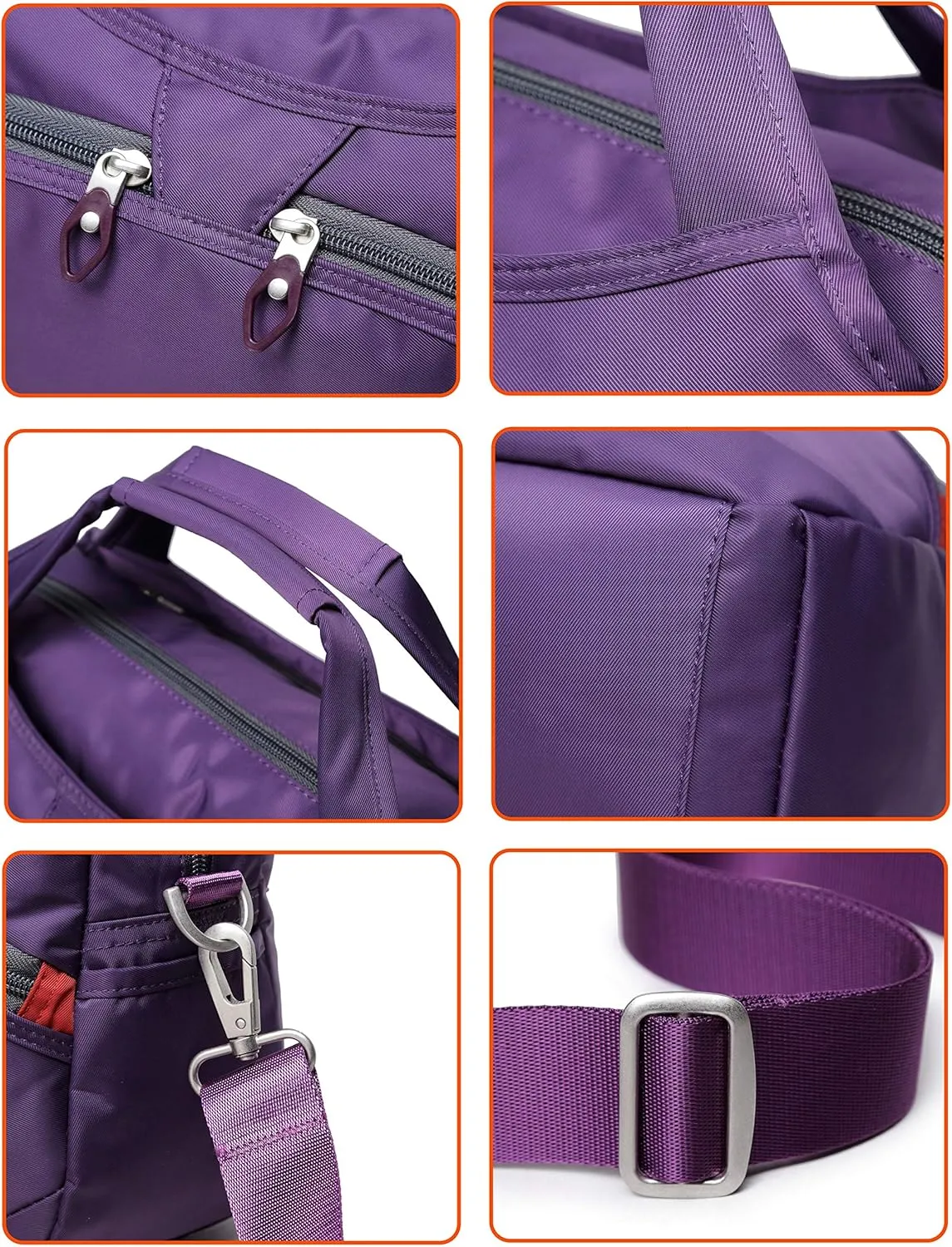 Waterproof Nylon Crossbody Bags for Women Multi-Pocket Shoulder Bag Travel Purse and Handbag